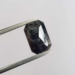 10.2mm/2.45CTW Black/Grey Emerald Cut Salt And Pepper Rose Cut Natural Loose Faceted Diamond For Ring, DDS735/1