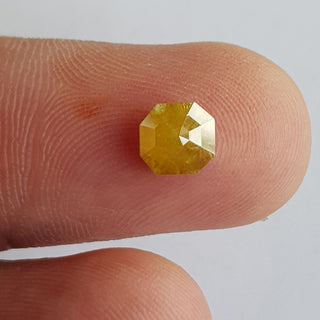 OOAK 1.41CTW/6.4mm Fancy Yellow Hexagon Shape Natural Rose Cut Loose Diamond, Faceted Rose Cut Diamond For Ring, DDS735/17