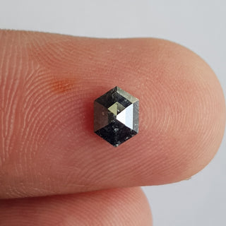 6.5mm/0.71CTW Clear Black Shield Shaped Salt And Pepper Long Hexagon Rose Cut Natural Diamond Loose For Ring, DDS735/31