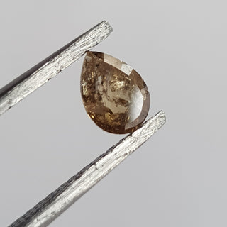 1 Piece 0.45CTW/6mm Clear Cognac Brown Pear Shaped Rose Cut Diamond Loose, Faceted Rose Cut Loose Diamond For Ring, DDS730/9