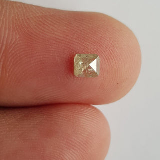 1 Piece 0.34CTW/4.1mm Clear Yellow Emerald Cut Faceted Rose Cut Diamond Loose, Natural Flat back Diamond Cabochon For Ring, DDS733/1