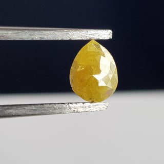 0.56CTW/6.6mm Natural Yellow Pear Shaped Faceted Rose Cut Diamond Loose, Natural Flat Back Rose Cut Loose Diamond For Ring, DDS733/16