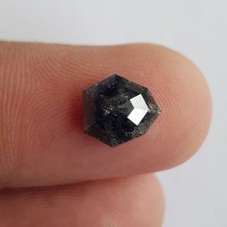 9.2mm/2.54CTW Clear Black Salt And Pepper Fancy Shield Shape Rose Cut Faceted Diamond Loose, DDS737/4