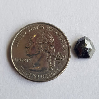 9.2mm/2.54CTW Clear Black Salt And Pepper Fancy Shield Shape Rose Cut Faceted Diamond Loose, DDS737/4