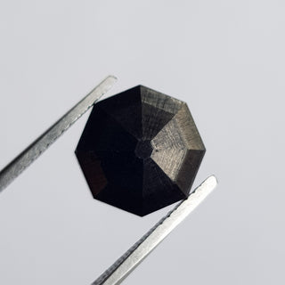 11.6mm/6.40CTW Natural Black Hexagon Shape Faceted Rose Cut Loose Diamond, Rose Cut Diamond In Raw Matte Form For Ring, DDS738/2