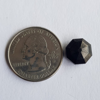 11.6mm/6.40CTW Natural Black Hexagon Shape Faceted Rose Cut Loose Diamond, Rose Cut Diamond In Raw Matte Form For Ring, DDS738/2