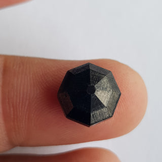 11.6mm/6.40CTW Natural Black Hexagon Shape Faceted Rose Cut Loose Diamond, Rose Cut Diamond In Raw Matte Form For Ring, DDS738/2