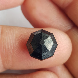 11.6mm/6.40CTW Natural Black Hexagon Shape Faceted Rose Cut Loose Diamond, Rose Cut Diamond In Raw Matte Form For Ring, DDS738/2