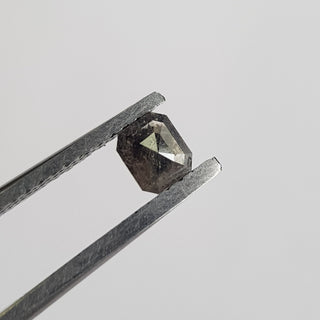 4.2mm/0.39CTW Clear Black/Grey Emerald Cut Salt And Pepper Rose Cut Loose Diamond, Faceted Flat Back Double Cut Diamond Cabochon, DDS734/3