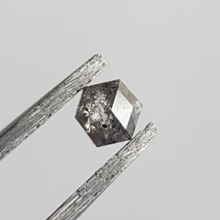 0.28CTW/4.1mm Clear Black/Grey Hexagon Shield Shape Salt And Pepper Rose Cut Diamond, Faceted Rose Cut Loose Diamond For Ring, DDS734/6