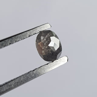 4.8mm/0.49CTW Clear Black/Grey Salt And Pepper Oval Shaped Rose Cut Loose Diamond, Faceted Rose Cut Loose Diamond For Ring, DDS739/17