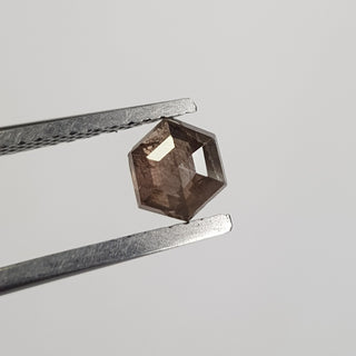 0.67CTW/5.6mm Clear Brown Hexagon Shield Shaped Rose Cut Diamond Loose, Faceted Flat Back Diamond Cabochon For Ring, DDS734/14