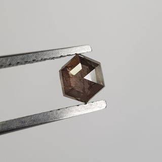 0.67CTW/5.6mm Clear Brown Hexagon Shield Shaped Rose Cut Diamond Loose, Faceted Flat Back Diamond Cabochon For Ring, DDS734/14