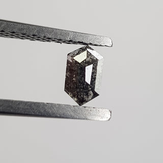 5.4mm/0.22CTW Clear Black Long Hexagon Shield Shape Salt And Pepper Rose Cut Natural Loose Faceted Rose Cut Diamond Cabochon, DDS734/18