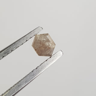 4.7mm/0.28CTW Clear Grey/Brown Hexagon Shield Shape Rose Cut Natural Diamond Loose, Faceted Flat Back Diamond Cabochon For Ring, DDS734/32