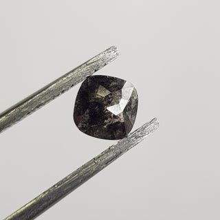 5mm/0.56CTW Clear Black Cushion Shaped Salt And Pepper Rose Cut Natural Diamond Loose, Faceted Flat Back Diamond For Ring, DDS734/29