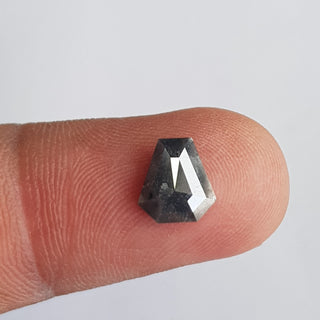 8.9mm/1.85CTW Clear Black Fancy Shield Shape Salt And Pepper Faceted Rose Cut Diamond Loose For Ring, DDS735/2