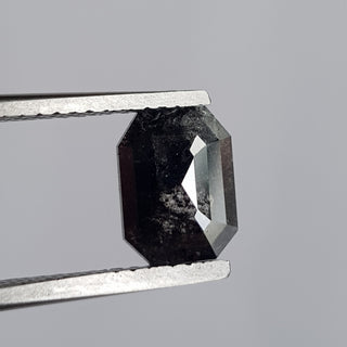 8.2mm/1.54CTW Clear Black Emerald cut Salt And Pepper Rose Cut Natural Diamond Loose Faceted Cabochon For Ring, DDS735/4