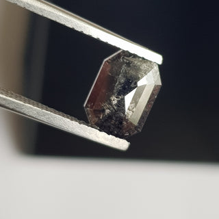 8.2mm/1.54CTW Clear Black Emerald cut Salt And Pepper Rose Cut Natural Diamond Loose Faceted Cabochon For Ring, DDS735/4