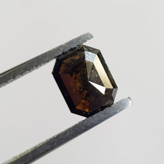 7.3mm/1.55CTW Brown Emerald Cut Salt And Pepper Rose Cut Natural Diamond Loose, Faceted Rose Cut Diamond For Ring, DDS735/9