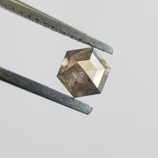 0.91CTW/5.8mm Clear Grey Salt And Pepper Hexagon Shield Shape Rose Cut Loose Diamond, Faceted Rose Cut Diamond For Ring, DDS735/25