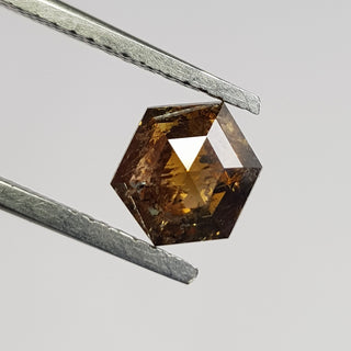 1.26CTW/7.6mm Clear Brown Hexagon Shield Shaped Rose Cut Loose Diamond, Faceted Flat Back Rose Cut Diamond Cabochon For Ring, DDS735/28