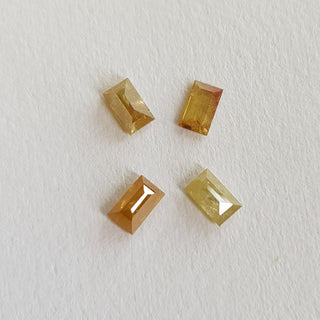 4 Pieces 5x3mm Yellow Red Baguette Diamonds loose, Calibrated One Size Faceted Double Cut Baguette Diamonds For Jewelry, DDS684/1