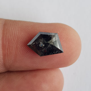 12.6mm/3.46CTW Clear Black Salt And Pepper Fancy Shield Shape Rose Cut Diamond Loose, Faceted Rose Cut Loose Diamond For Ring, DDS737/2