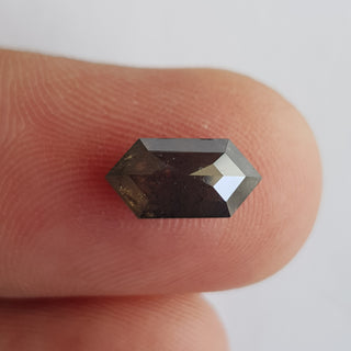 10.5mm/2.00CTW Clear Black Shield Shape Long Hexagon Salt And Pepper Rose Cut Faceted Diamond Loose Cabochon DDS737/5