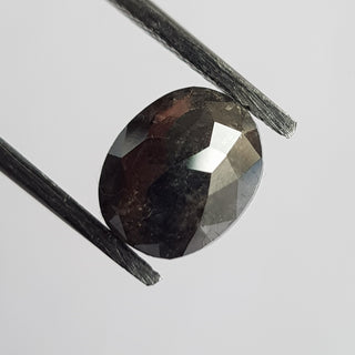 8.8mm/2.43CTW Clear Black Salt and Pepper Oval Shape Rose Cut Diamond Loose, Faceted Rose Cut Loose Diamond For Ring, DDS737/6