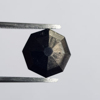 11.6mm/6.40CTW Natural Black Hexagon Shape Faceted Rose Cut Loose Diamond, Rose Cut Diamond In Raw Matte Form For Ring, DDS738/2