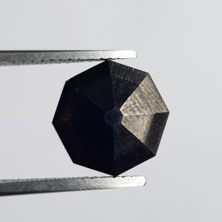 11.6mm/6.40CTW Natural Black Hexagon Shape Faceted Rose Cut Loose Diamond, Rose Cut Diamond In Raw Matte Form For Ring, DDS738/2