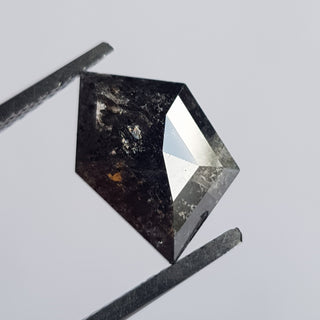 12.6mm/3.46CTW Clear Black Salt And Pepper Fancy Shield Shape Rose Cut Diamond Loose, Faceted Rose Cut Loose Diamond For Ring, DDS737/2