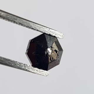 6.3mm/0.48CTW Natural Black Hexagon Shaped Faceted Rose Cut Loose Diamond, Faceted Rose Cut Diamond In Raw Matte Form For Ring, DDS738/14