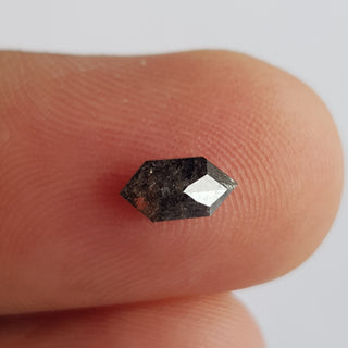 7.3mm/0.61CTW Clear Black Salt And Pepper Fancy Shield Long Hexagon Shaped Rose Cut Loose Diamond, Faceted Diamond For Ring, DDS739/25