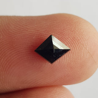 OOAK 0.70CTW/7.6mm Natural Black Kite Shaped Rose Cut Diamond Loose Cabochon, Faceted Diamond Rose Cut Loose For Ring, DDS637/19
