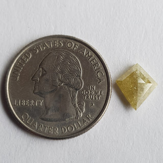 Huge 10.9mm/2.55CTW Natural Yellow Kite Shaped Diamond Rose Cut Loose Cabochon, Faceted Rose Cut Diamond Loose, DDS510/4