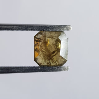 OOAK 1.76CTW/6.9mm Clear Green Brown Asscher Cut Shaped Rose Cut Loose Diamond, Faceted Rose Cut Diamond Loose For Ring, DDS673/8