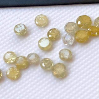 Set Of 5 Pieces 3mm To 3.5mm Yellow Disc Shape Round Rose Cut Diamond Loose, Both Side Faceted Flat Diamond Cabochon, DDS511/16