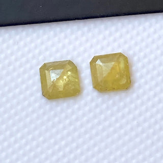 2 Pieces 0.60CTW/4.4mm Matched Pairs Clear Yellow Asscher Cut Rose Cut Diamond Loose Slice Faceted Cabochons, DDS511/5