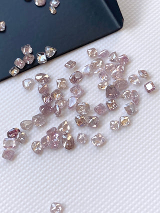 5 Pieces 2mm To 3.5mm Natural Pink Rose Cut Diamond Loose, Natural Faceted Brilliant Cut Mixed Shape Pink Diamond Cabochon, DDS632/3