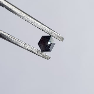 0.23CTW/3.5mm Clear Black Hexagon Shaped Salt And Pepper Rose Cut Diamond Loose, Faceted Rose Cut Loose Diamond Ring, DDS673/37