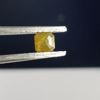 OOAK 0.31CTW/3.7mm Green Yellow Asscher Emerald Cut Rose Cut Loose Diamond, Faceted Flat Back Diamond Cabochon, DDS673/48