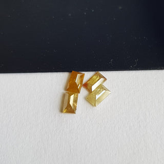 4 Pieces 5x3mm Yellow Red Baguette Diamonds loose, Calibrated One Size Faceted Double Cut Baguette Diamonds For Jewelry, DDS684/1