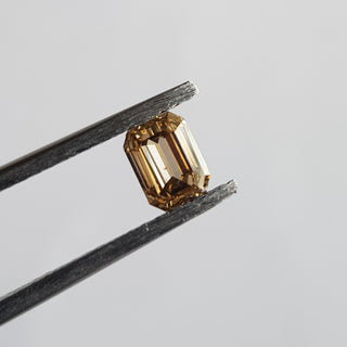 5.4mm/0.66CTW Clear Brown Emerald Cut Step Cut Rose Cut Loose Diamond, Faceted Champagne Brown Diamond Loose For Ring, DDS741/3