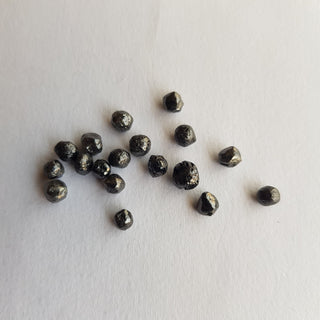 6 Pieces 3.5mm to 5mm Black Natural Rough Round Diamonds Loose, Easy To Set Loose Black Diamond For Ring Earring, DDS742/8