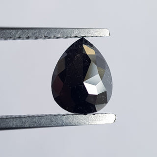 1.66CTW/8.1mm Rare Natural Black Pear Shaped Rose Cut Diamond Loose, Faceted Rose Cut Loose Earth Mined Diamond Cabochon For Ring,DDS743/1
