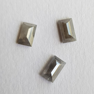 3 Pieces 5x3mm/0.96CTW Natural Grey Baguette Shaped Diamonds loose, One Size Faceted Double Cut Baguette Diamonds For Jewelry, DDS684/3