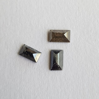 3 Pieces 5x3mm/0.90CTW Clear Black Salt And Pepper Baguette Diamonds, One Size Faceted Double Cut Baguette Diamonds For Jewelry, DDS684/5