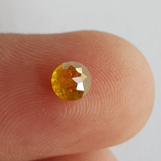 0.85CTW/5.1mm Clear Yellow Orange Faceted Round Shaped Rose Cut Diamond Loose, Old Rose Cut Diamond Ring, Extra Lustre More Facets, DDS744/8